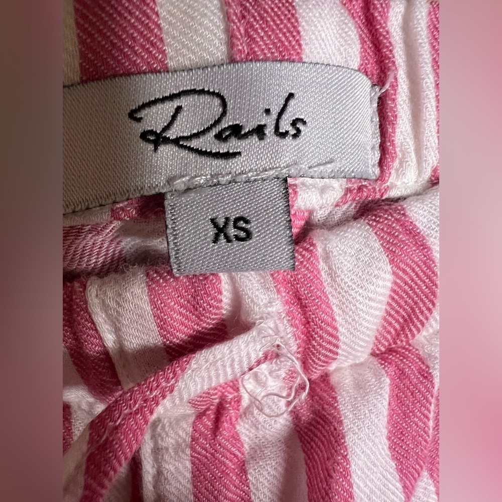 Rails Pink/Red and White Striped Long Sleeve Pajama / Lounge Set in size XSmall - Picture 6 of 10